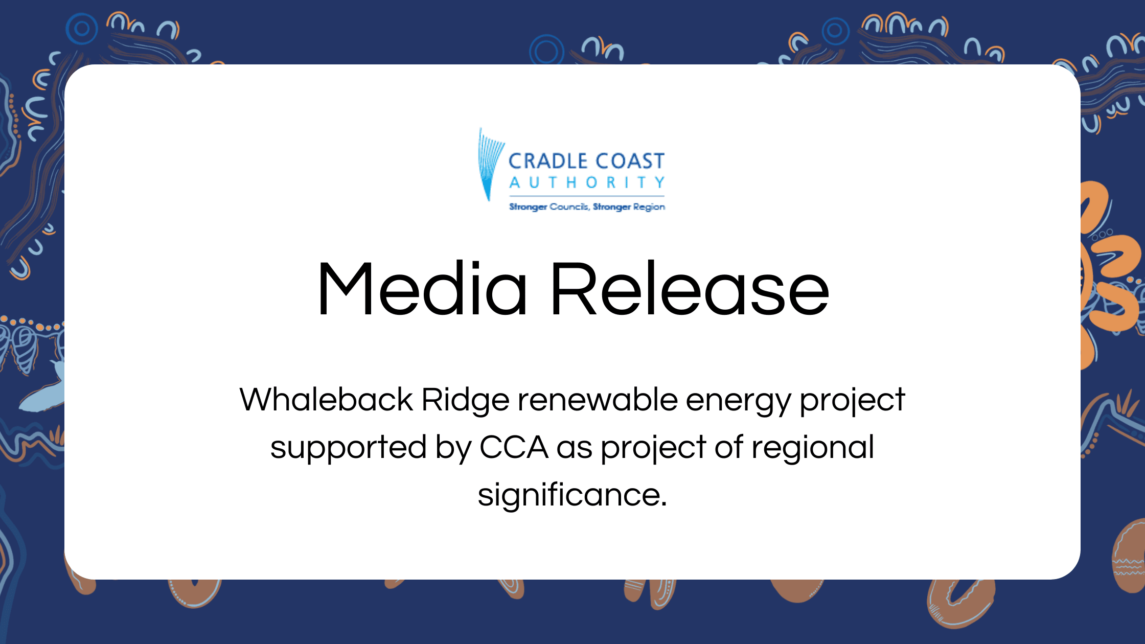 Whaleback Ridge renewable energy project supported by CCA as project of regional significance.