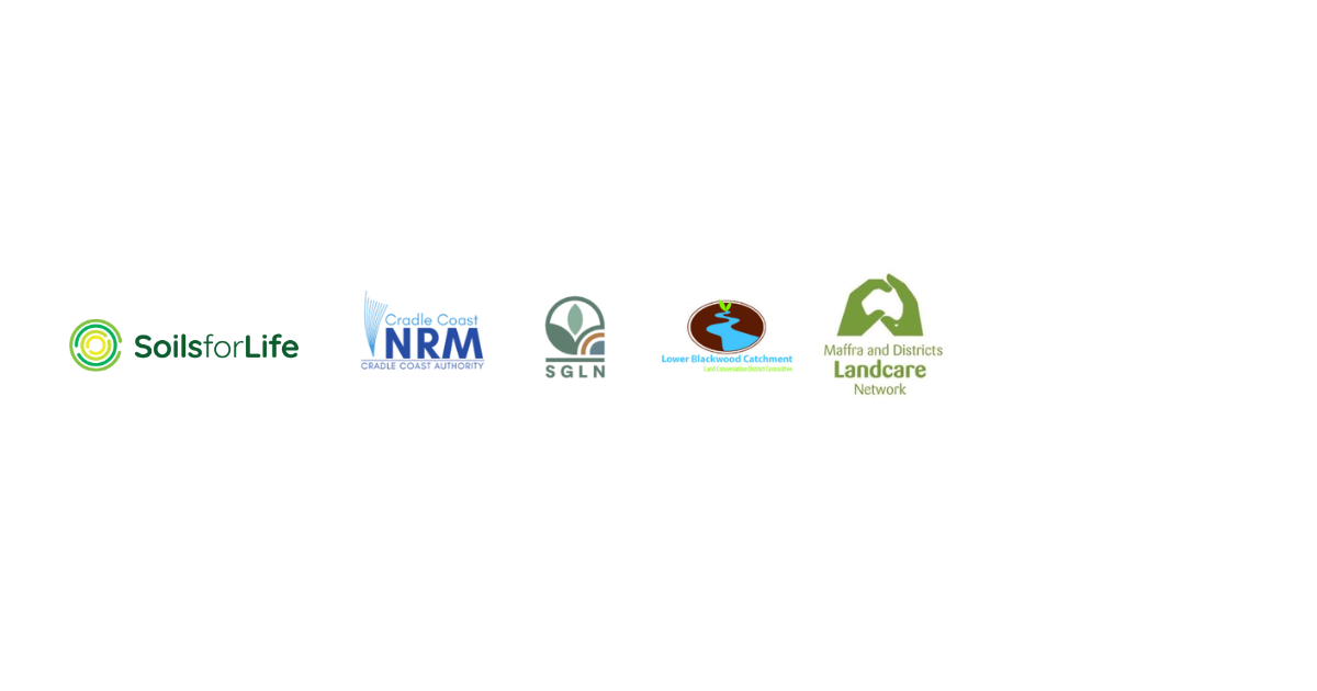 Logos of five environmental organisations on a white background, including Soils for Life and Corangamite Coast NRM.